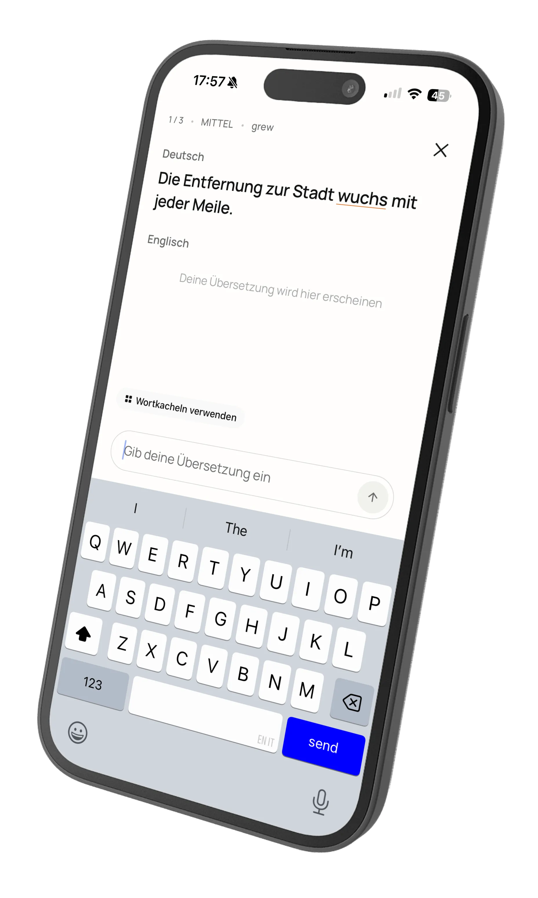 Practice exercise in progress