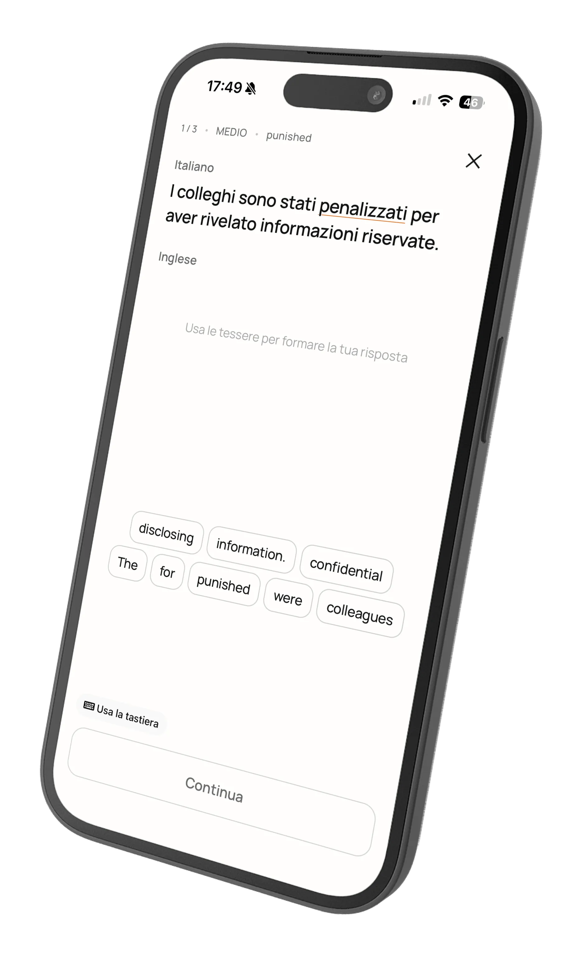 Practice exercise in progress