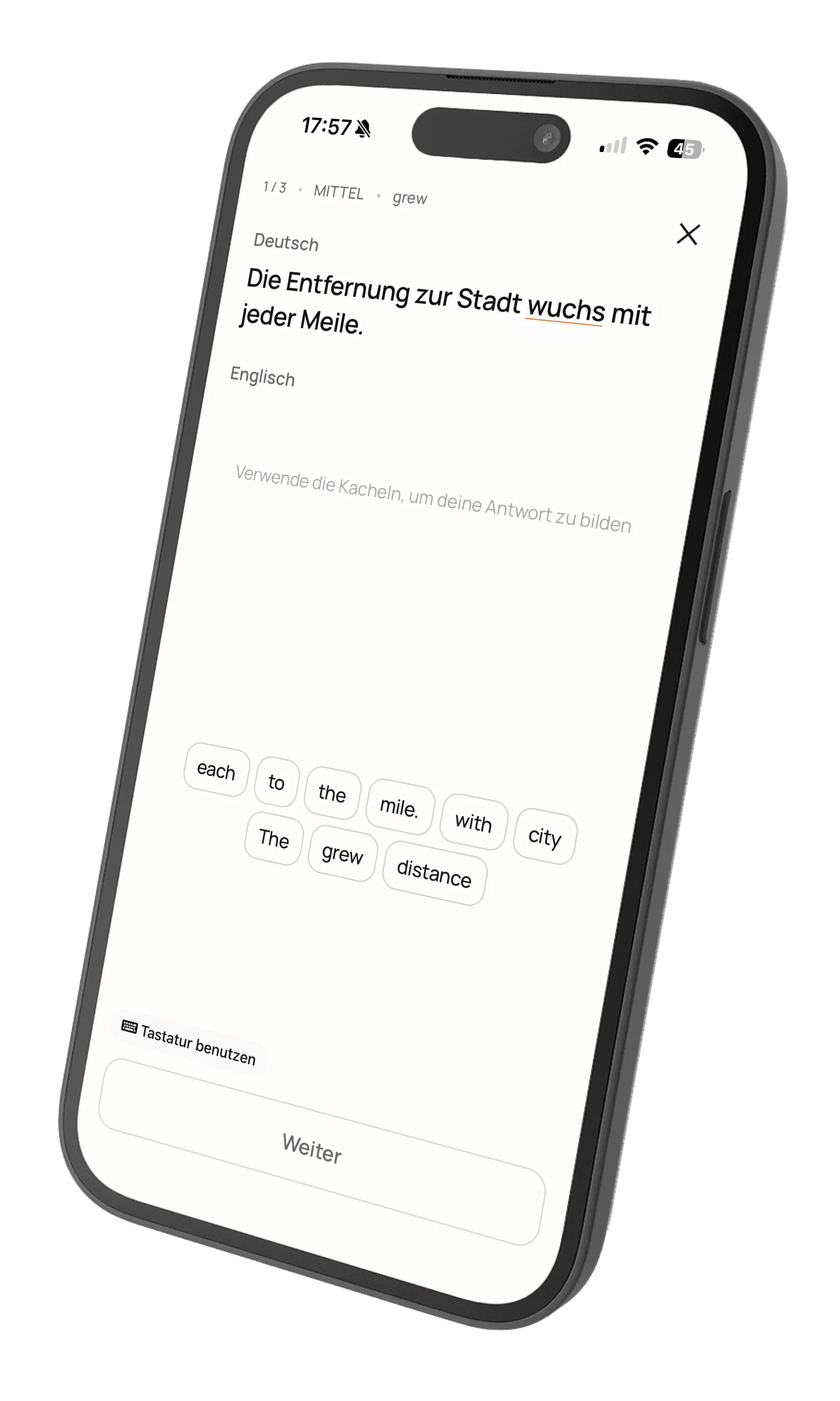 Practice exercise in progress