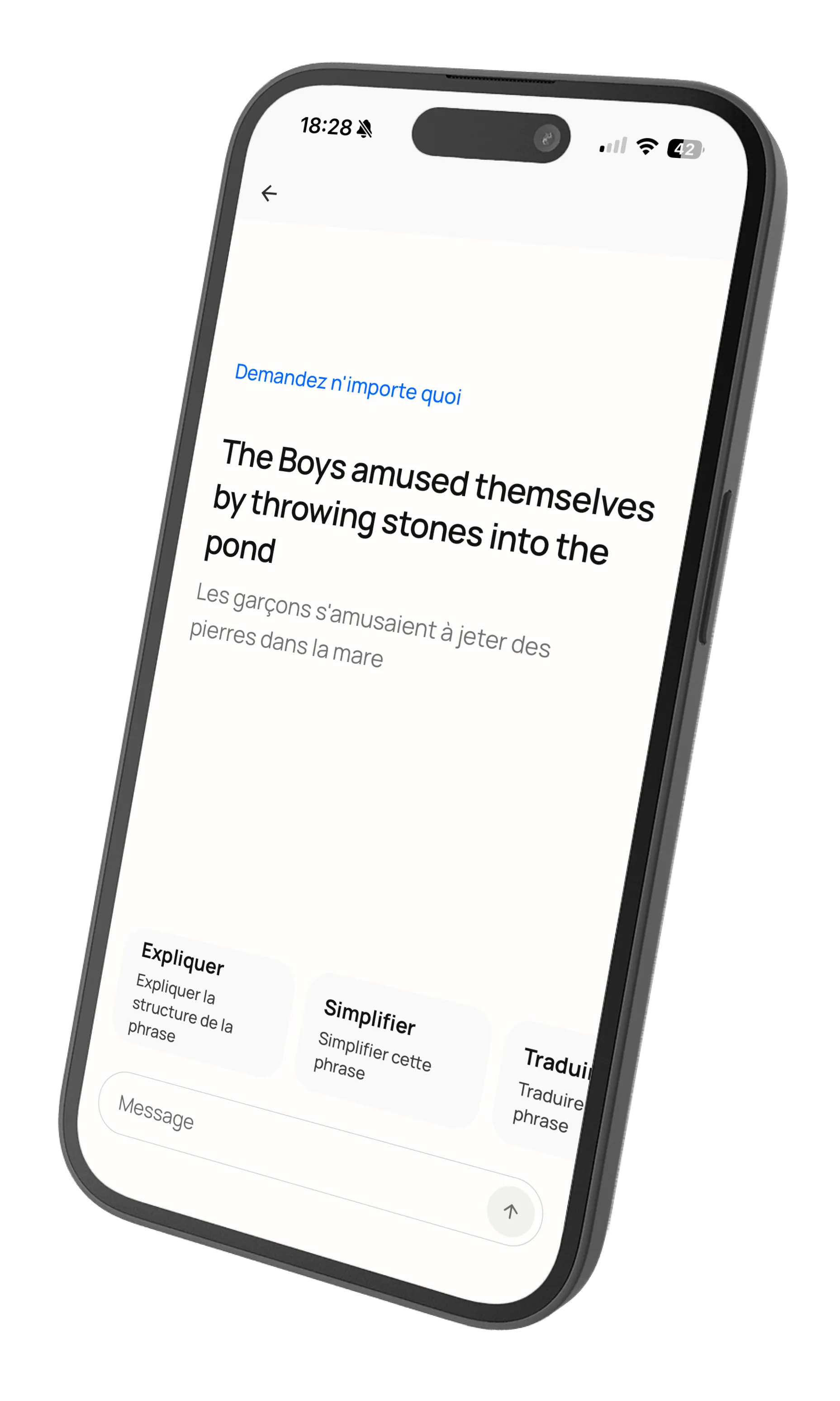 Chat conversation asking about grammar