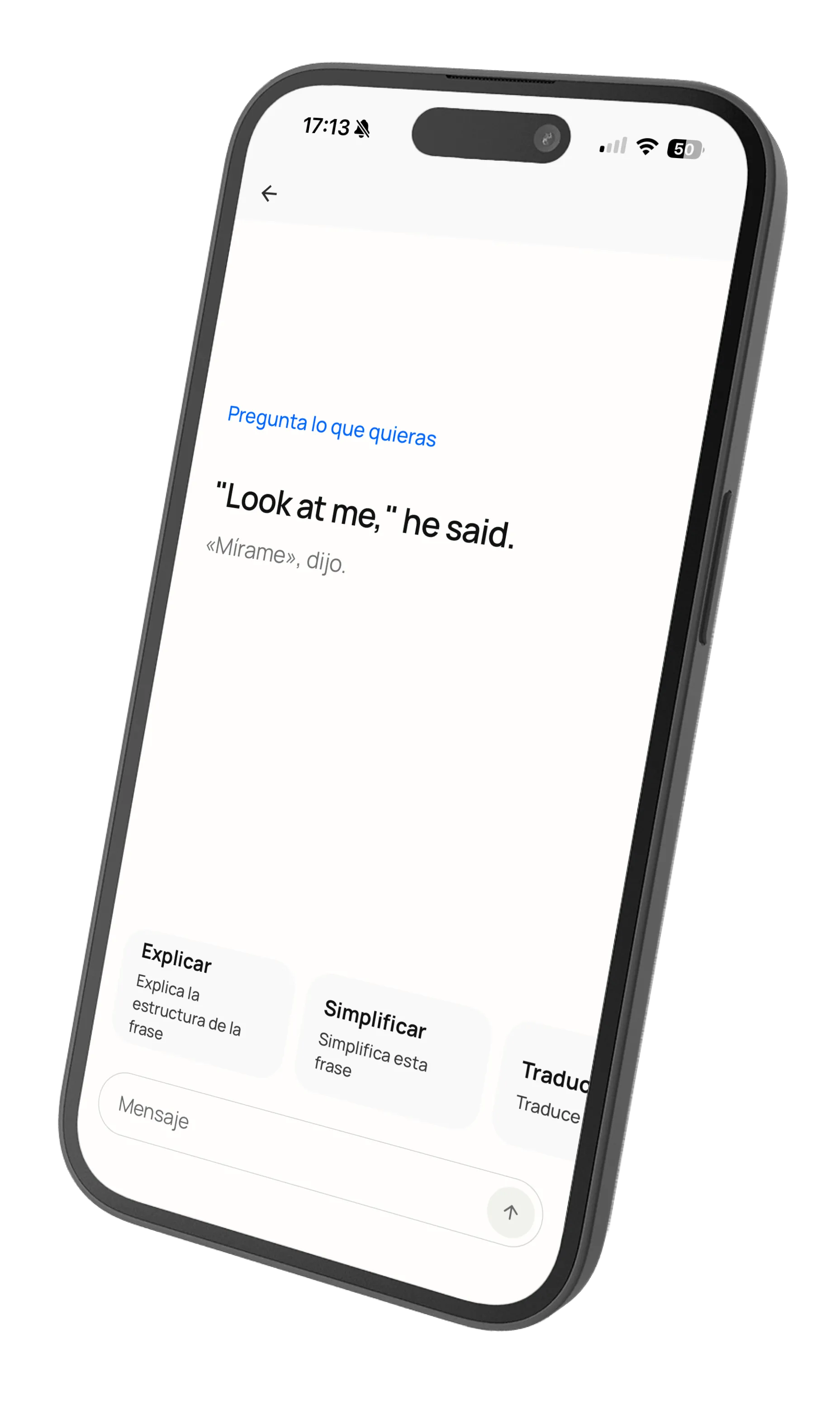 Chat conversation asking about grammar