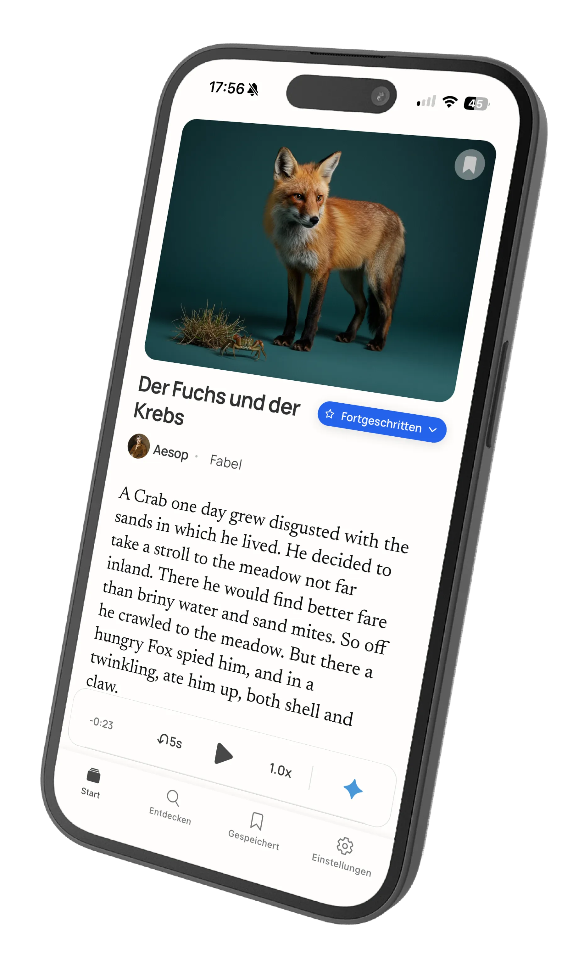 Article view with difficulty level options