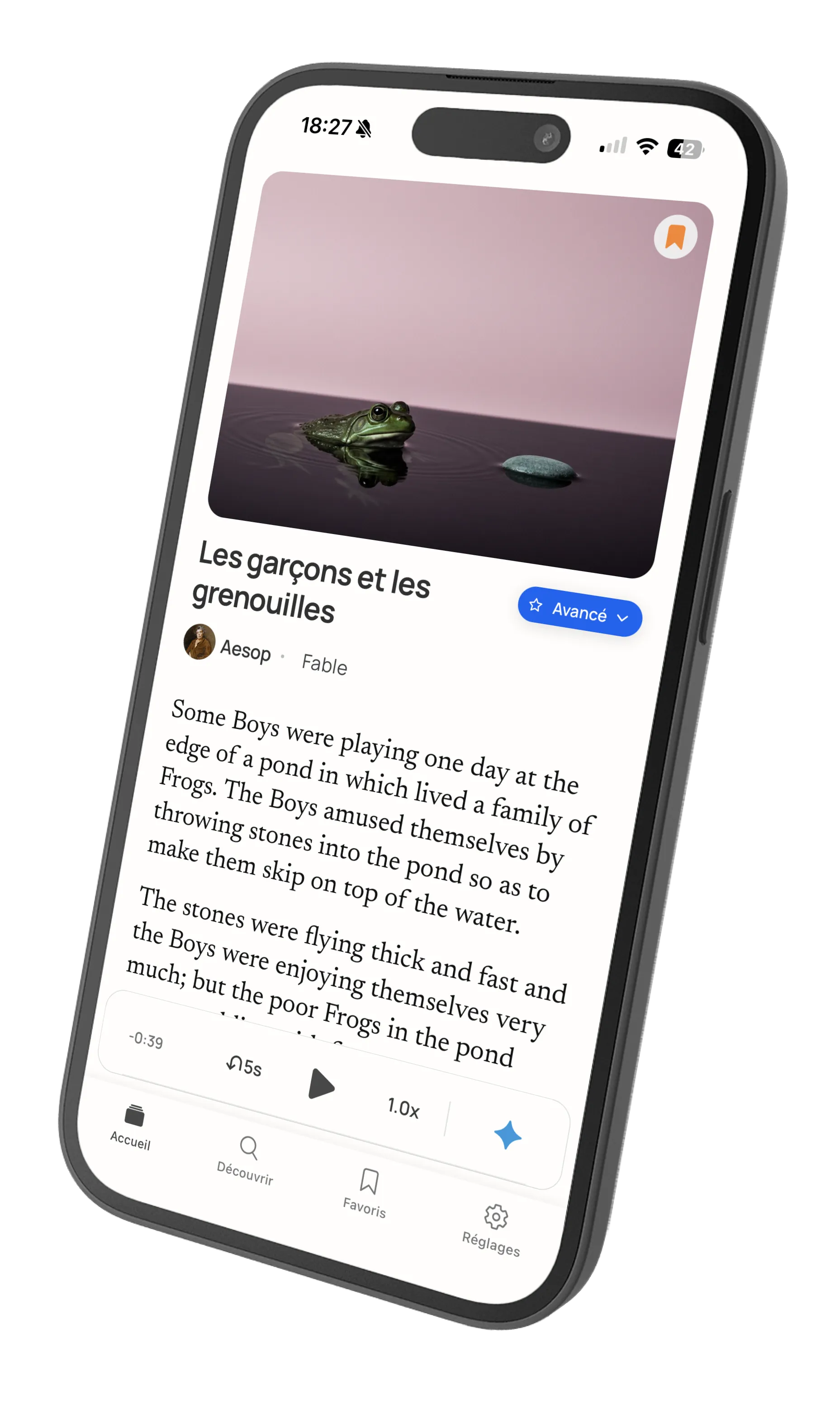 Article view with difficulty level options