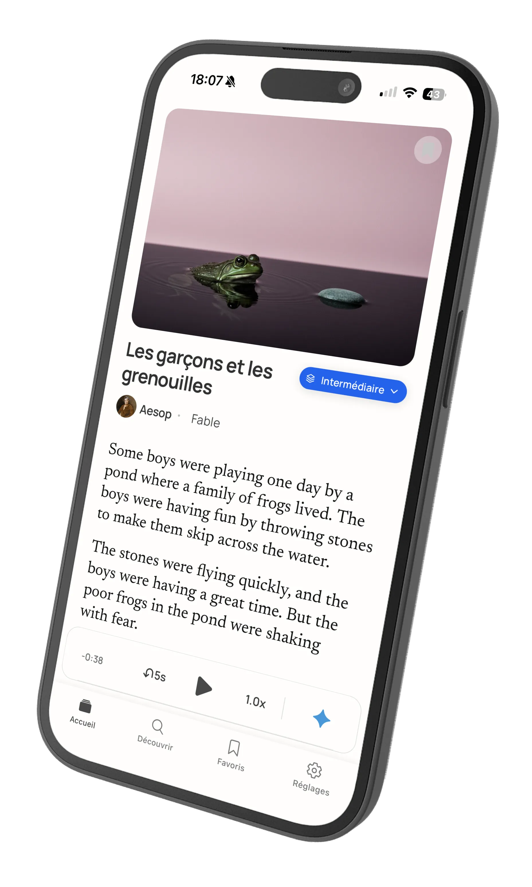Article view with difficulty level options