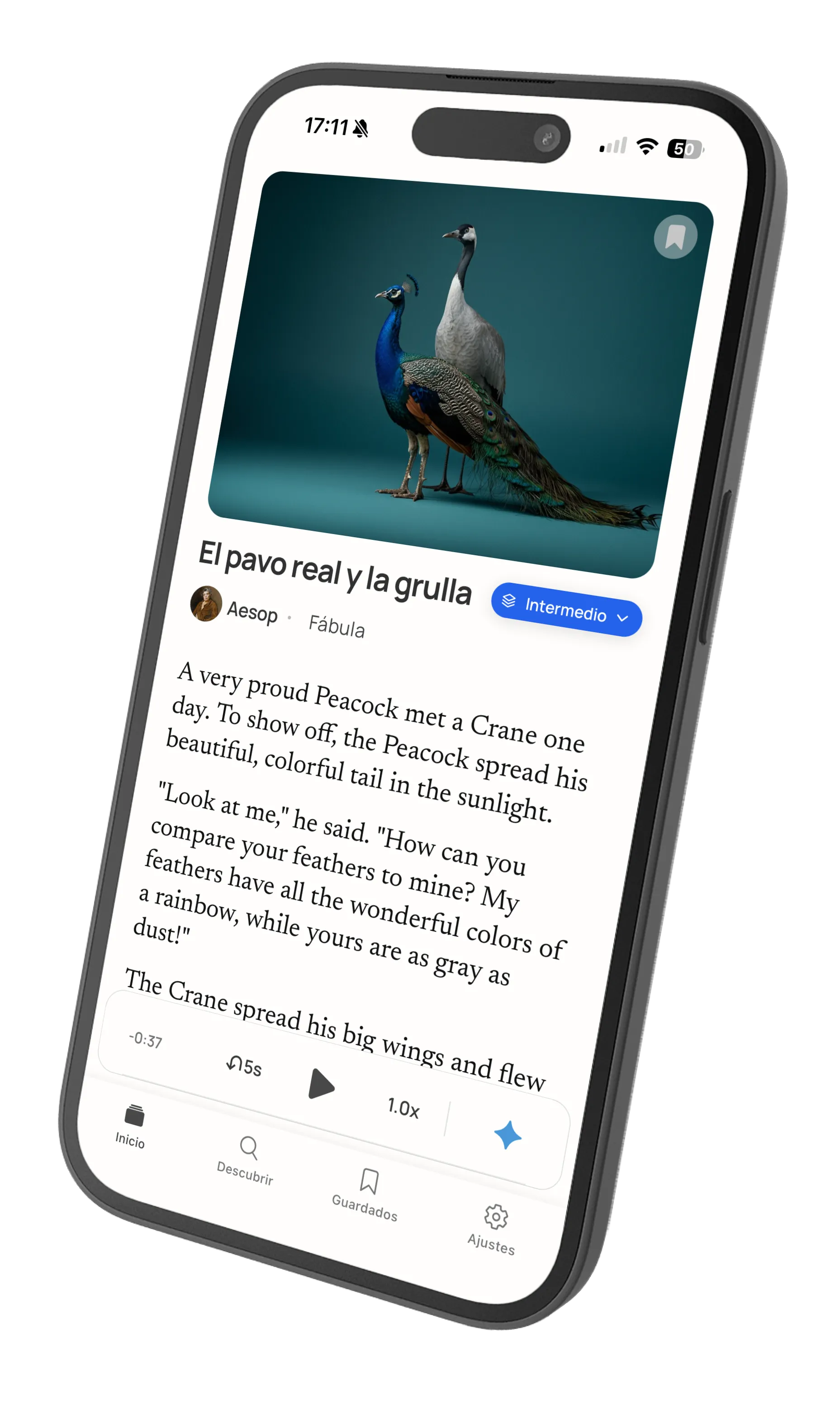Article view with difficulty level options