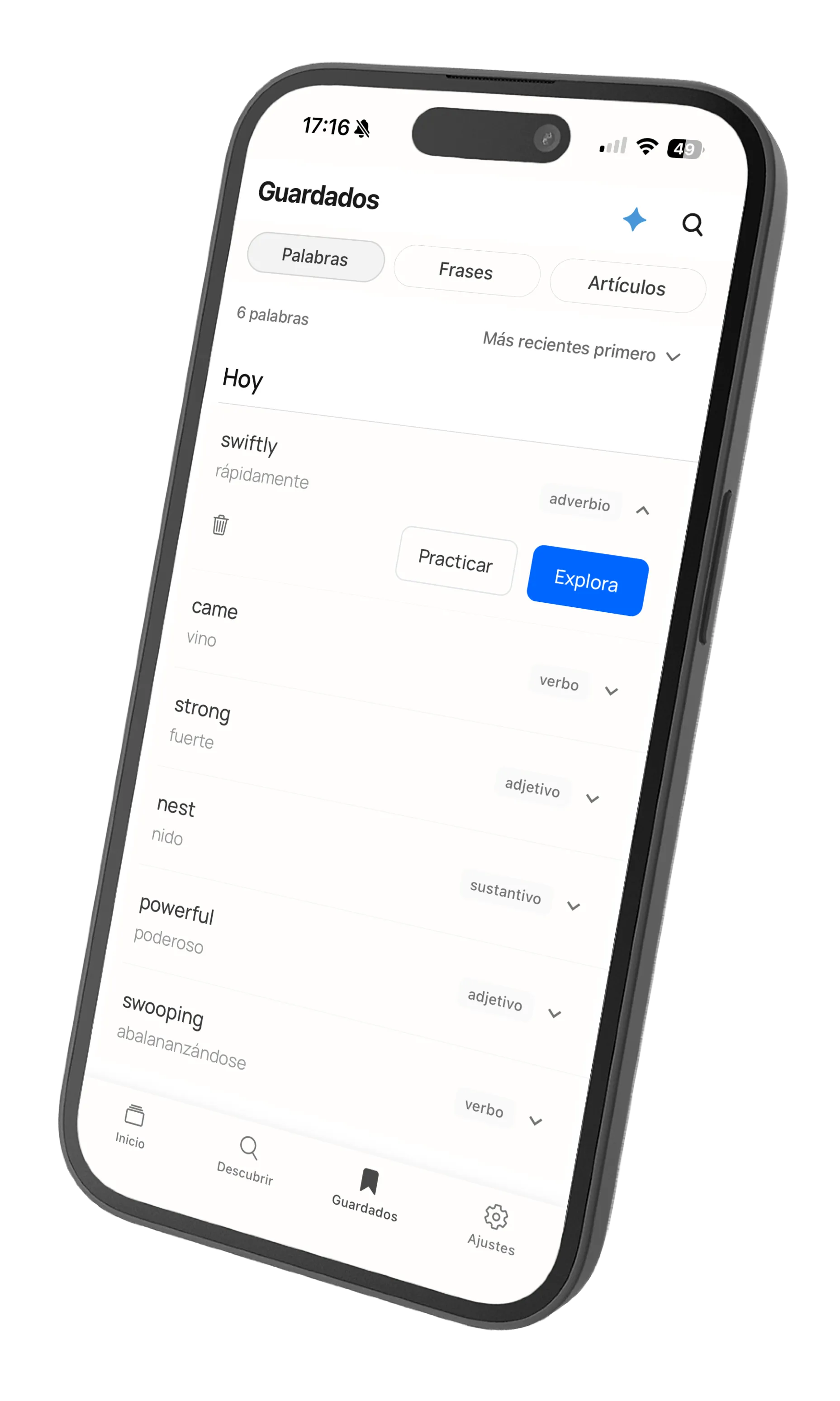 Saved words collection