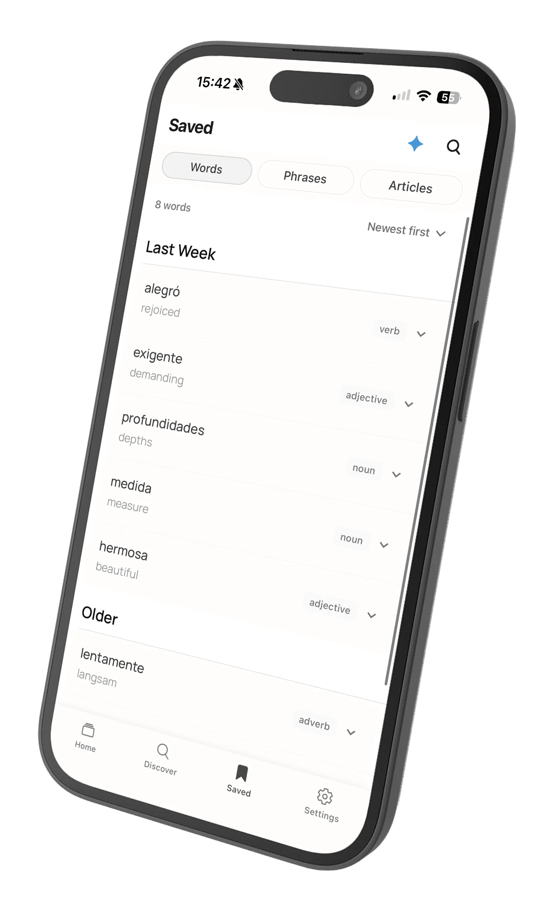 Saved words collection