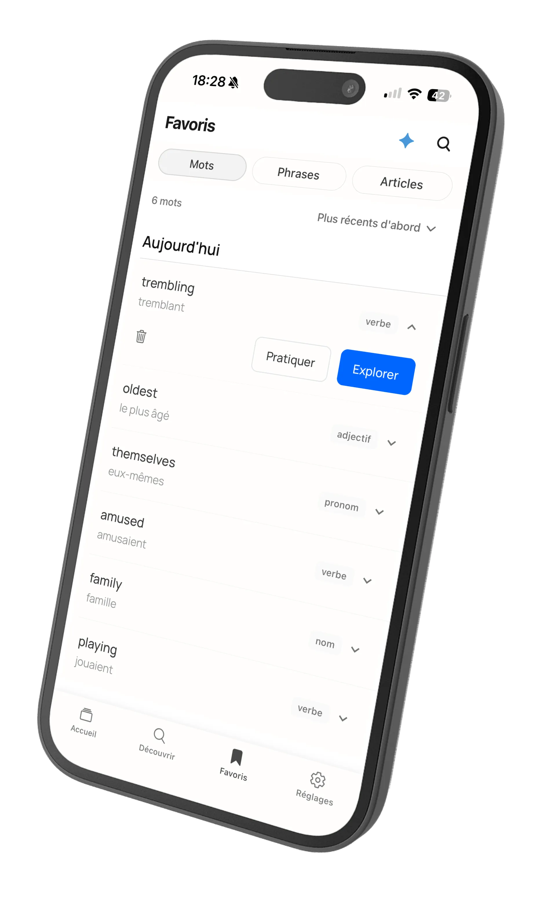 Saved words collection