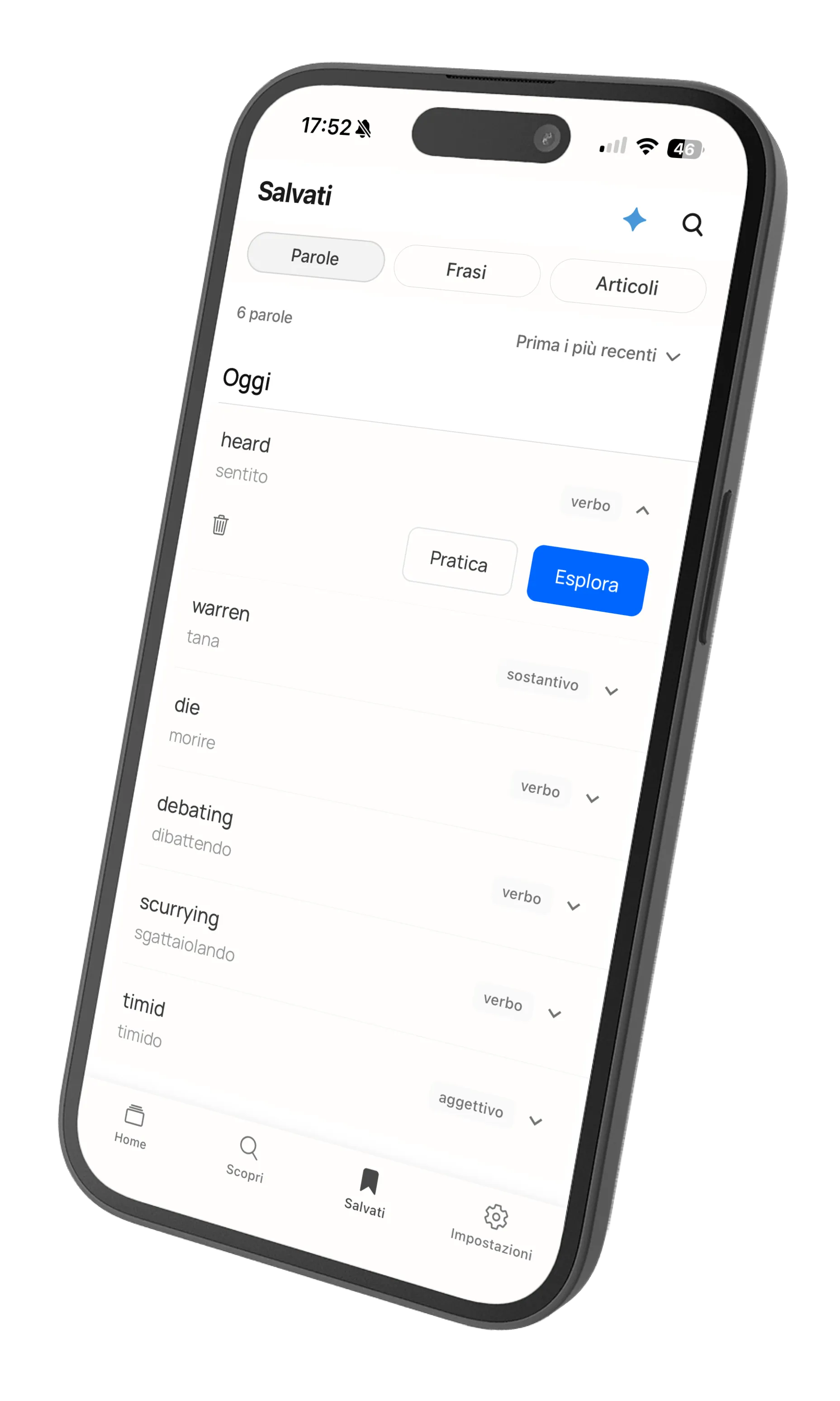 Saved words collection