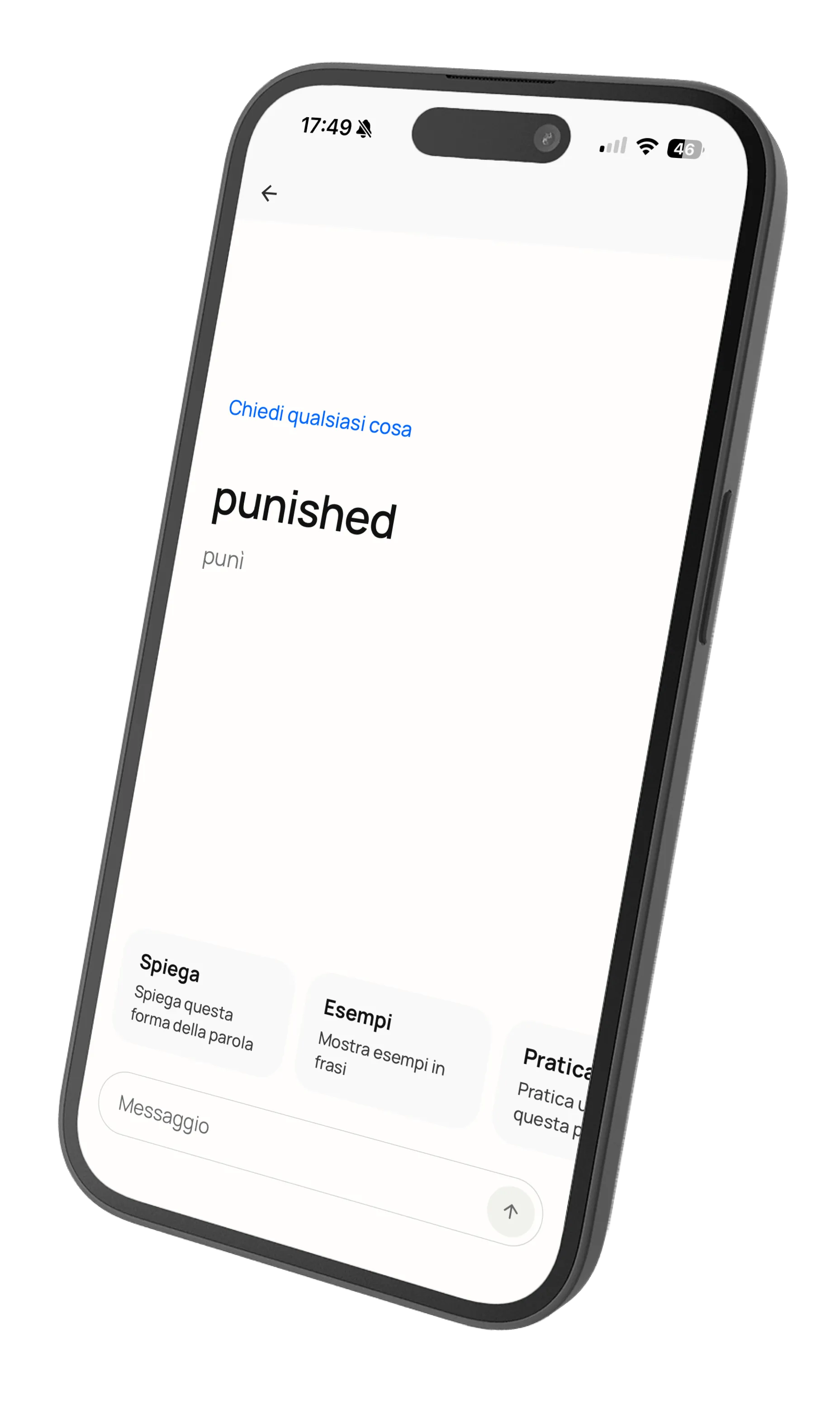 Chat conversation asking about grammar